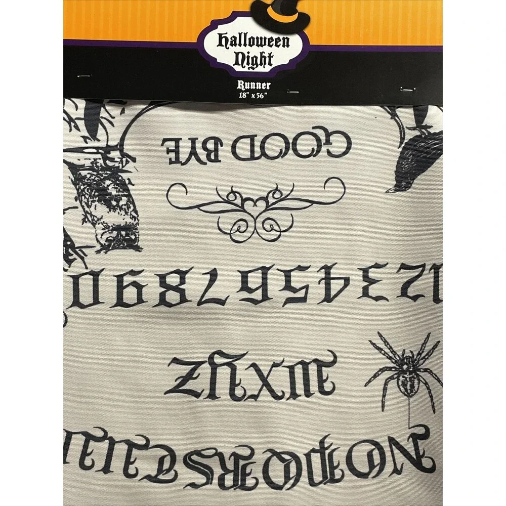 Ouija Board Halloween Table Runner Long Fabric Printed 18